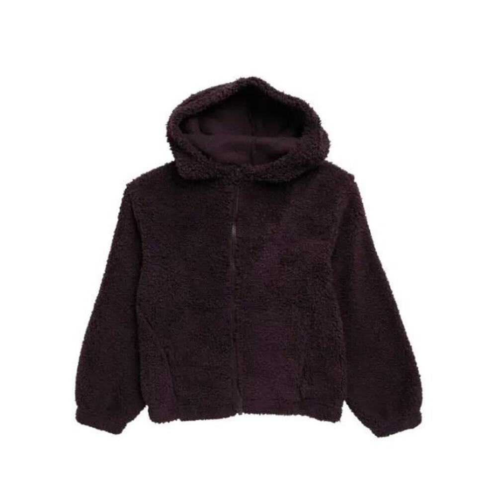 Zella Girls Beary Faux Fur Full Zip Hooded Jacket in Purple Nebula XL(14/16) $30